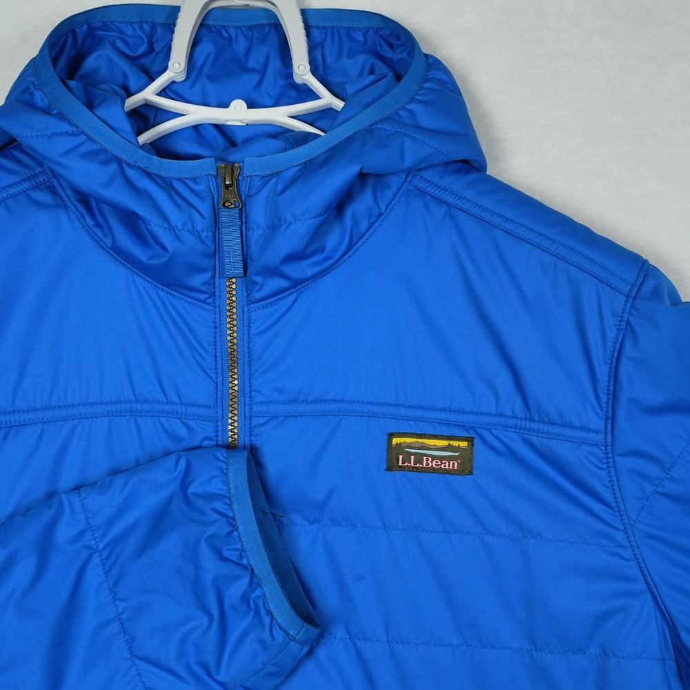 LL Bean Mens XXL Tall Blue Mountain Classic Puffer Hooded Jacket Zip - READ